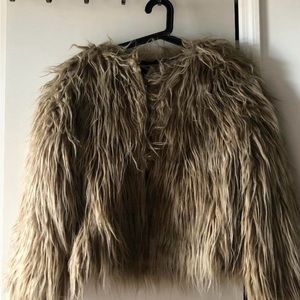 Zara shaggy furry faux jacket/coat
